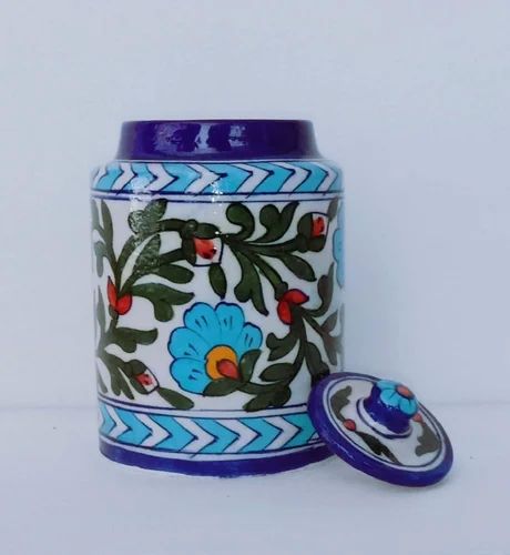 Blue Pottery Multicolor Ceramic Jar, for Spicies, Feature : Eco Friendly, Fine Finishing, Leakage Proof