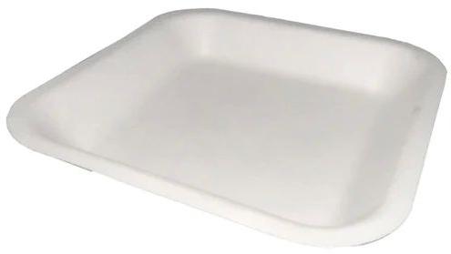 White 5 Inch Square Bagasse Plate, for Serving Food