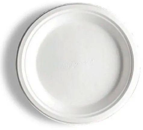 6 Inch Bagasse Round Plate, for Events, Parties, Color : White