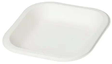 6 Inch Square Bagasse Plate, for Serving Food, Color : White