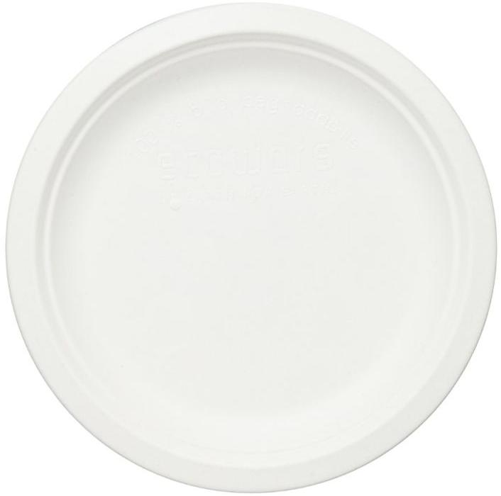 White 7 Inch Bagasse Round Plate, for Events, Parties