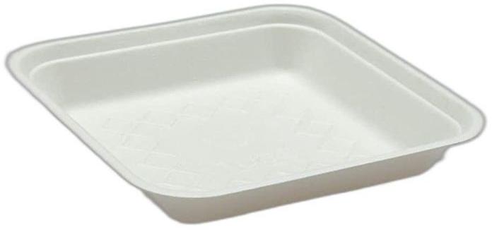 7 Inch Square Bagasse Plate, for Serving Food, Color : White