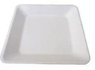 White 8 Inch Square Bagasse Plate, for Serving Food, Feature : High Strength