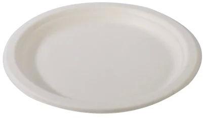 White 9 Inch Bagasse Round Plate, for Serving Food