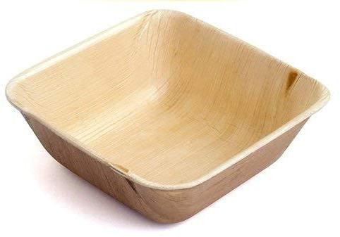 Creamy Areca Leaf Square Bowl, for Food Serving, Feature : Biodegradable, Disposable, Eco Friendly