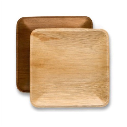 Creamy Areca Leaf Square Plates, for Serving Food, Packaging Type : Plastic Packet