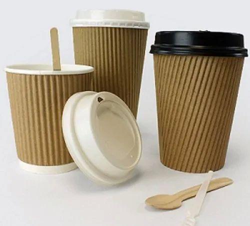 Round Ripple Paper Cup With Lid, for Coffee, Cold Drinks, Feature : Eco Friendly