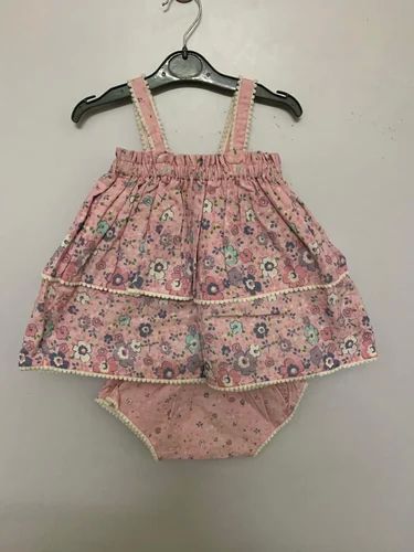 Beige Girls Kids Strip Frock Set, Feature : Attractive Pattern, Comfortable, Easy To Wash