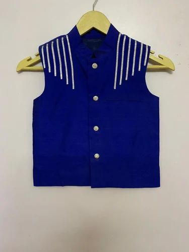 Blue Boys Kid Sleeveless Jacket, Occasion : Casual Wear
