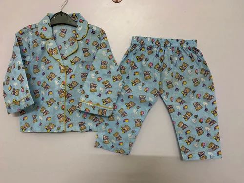 Blue Printed Boys Night Suit, Size : M