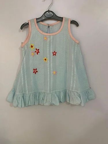 Light Blue Baby Girl Frock Dress, Age Group : 3 Year