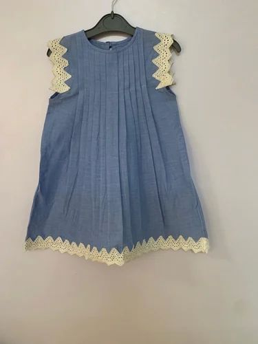 Light Blue Plain Girls Kids Frock, Feature : Attractive Pattern, Comfortable, Easy To Wash