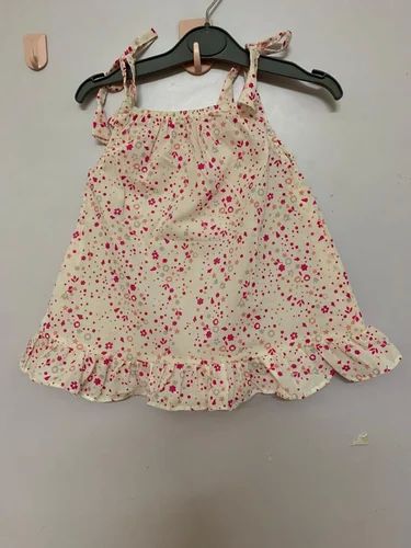 White Printed Girls Kids Jabla Frock, Feature : Anti Shrinkage, Attractive Pattern, Comfortable
