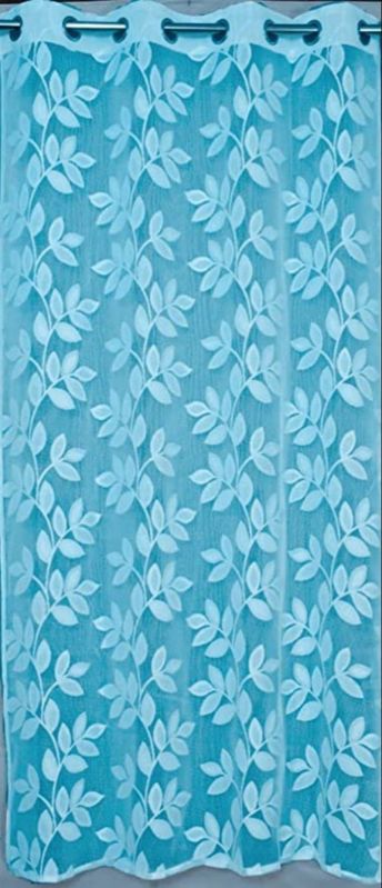 Blue Printed Net Curtain