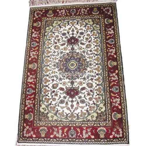 Rectangular Printed Silk Hand Knotted Carpet, for Home, Hotel, Speciality : Soft, Attractive Designs