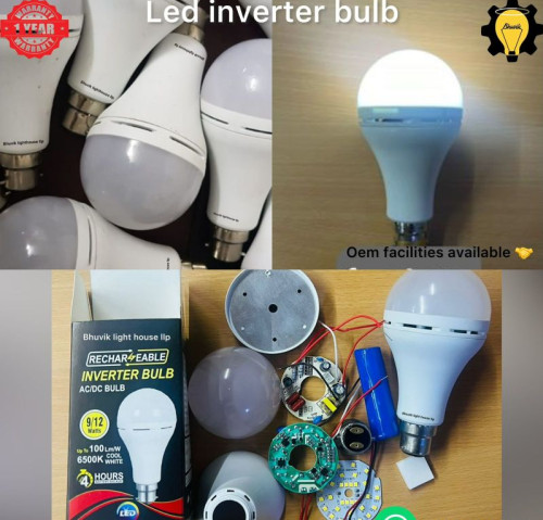 Round Aluminum 12W LED Inverter Bulb, for Home, Hotel, Office, Specialities : High Rating, Long Life