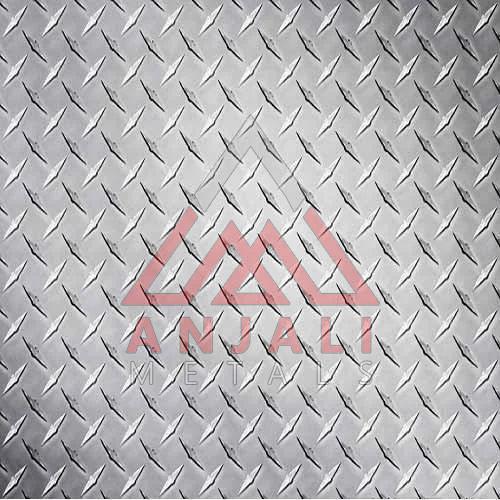 Metallic Polished Stainless Steel Chequered Plate, for Industrial, Length : 4-5ft