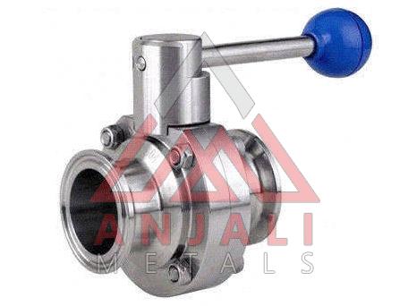 Silver Stainless Steel TC END Butterfly Valve, for Industrial, Size : All Sizes