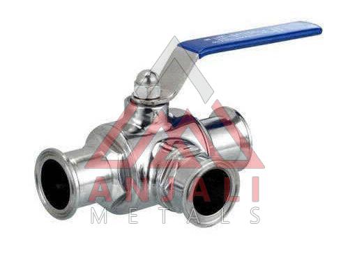 Silver Stainless Steel Three Way Plug Valve, for Industrial, Size : All Sizes