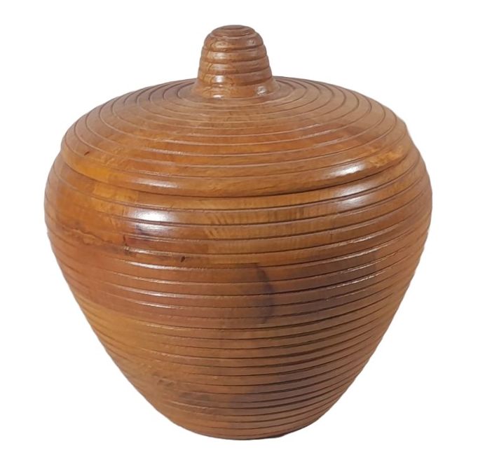 Decorative Wooden Bowl with Lid, for Food Serving, Feature : Attractive Design, Durable, Eco-friendly