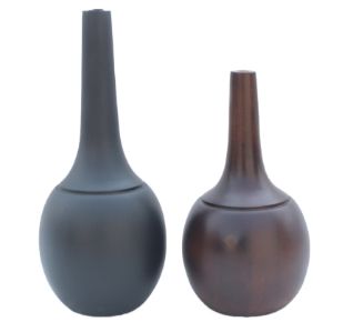 Table Top Mango Wood Flower Vase Set of 2 Pcs