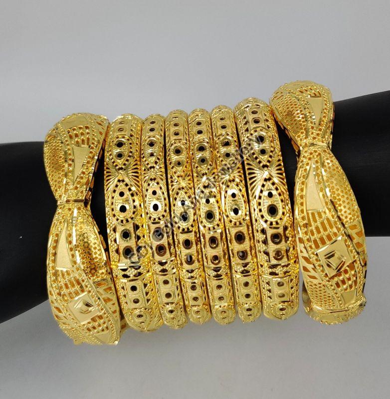 Polished gold bangles, Purity : 22crt