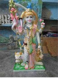 Mulit Colour Printed Marble Ardhnarishwar Statue, for Shop, Office, Home, Temple, Size : 3.2 Feet