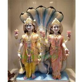 Mulit Colour Printed Marble Laxmi Narayan Statue, for Temple, Office, Home, Packaging Type : Carton Box