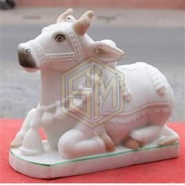 Plain Marble Nandi Statue, For Worship, Temple, Interior Decor, Office, Home, Packaging Type : Carton Box