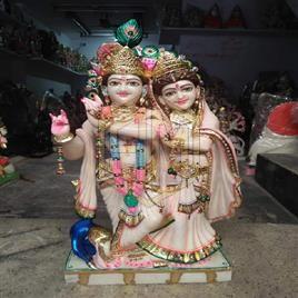 Radha Krishna With Peacock Statue