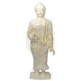 White Stone Standing Buddha Statue, for Garden, Home, Office, Shop, Size : 6feet