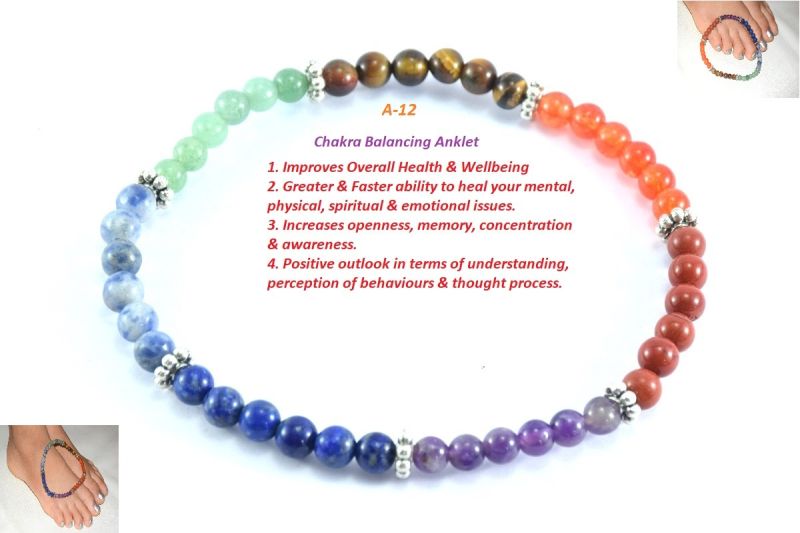 7 Chakra Balancing Anklet, Color : Multicolor