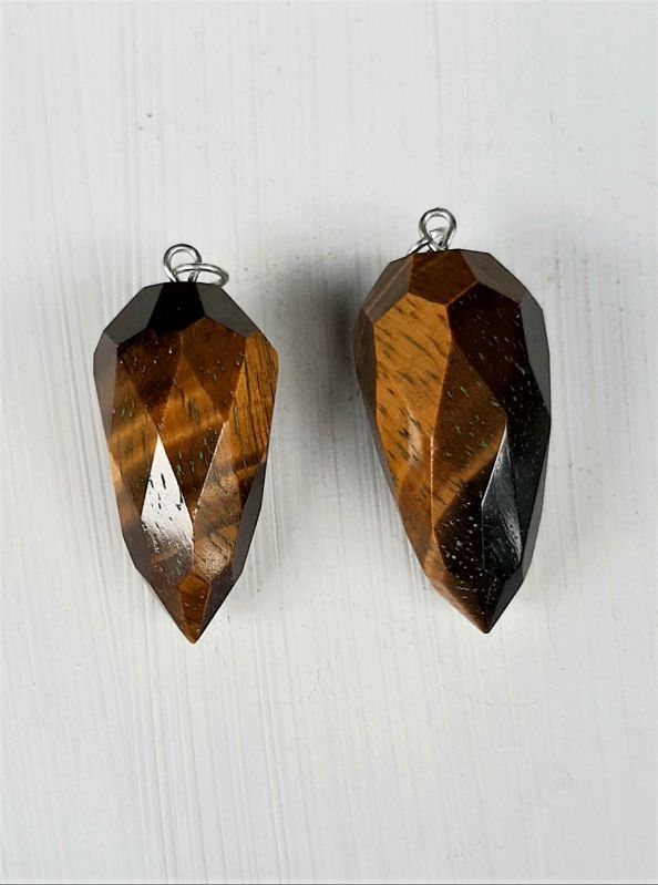 Drop Shape Polished Tigers Eye Faceted Pendant, for Astrological, Occasion : Casual Wear