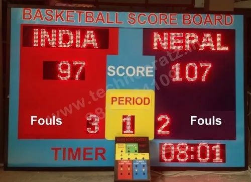 Ae Rectangular Mild Steel LED Basketball Scoreboard, Color : Black