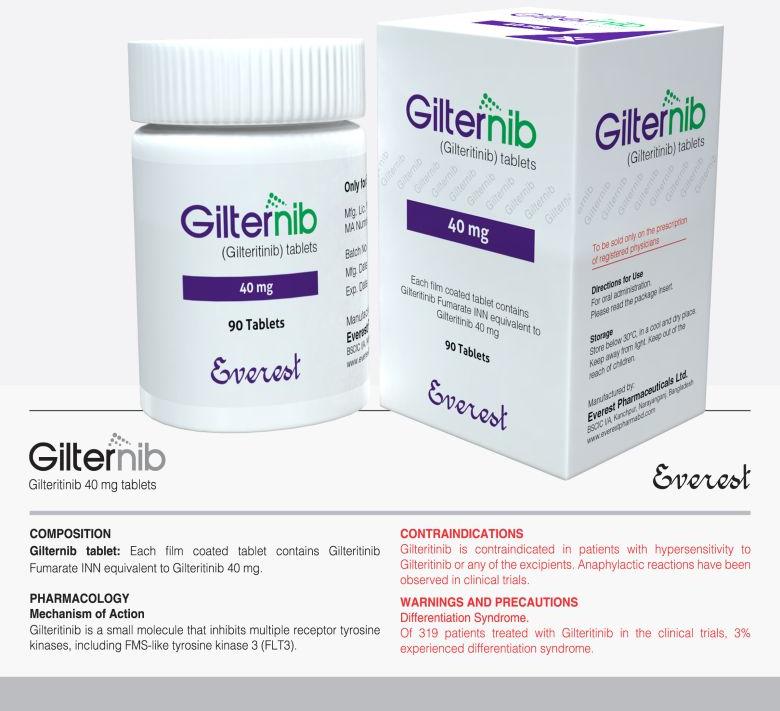 White Capsules Gilteritinib Tablet, For Clinical, Hospital, Personal, Packaging Type : Bottle