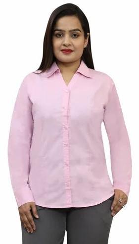 Long Sleeve Plain Ladies Cotton Formal Shirt, Feature : Easily Washable, Comfortable