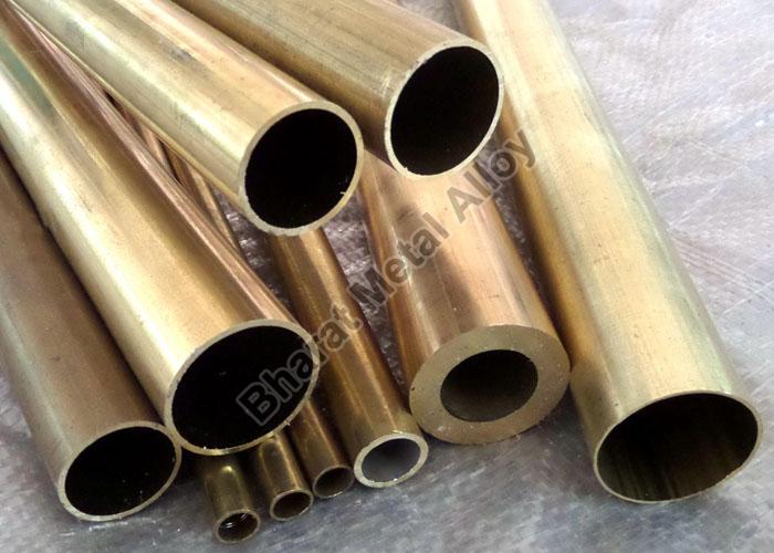 Golden Round Brass Extrusion Hollow Rods, for Industrial, Certification : ISI Certified