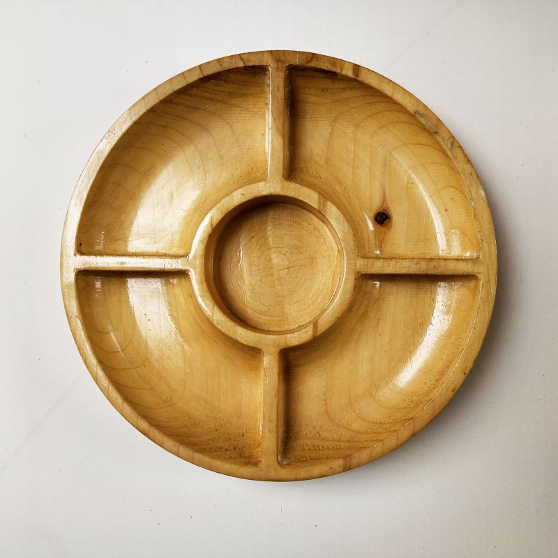 Brown 10 Inch Wooden Partition Plate, Shape : Round