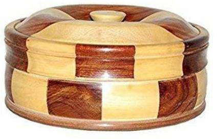 Round 300-500gm Polished Wooden chapati box, Feature : Washable, Modern, Long Life, Light Weight