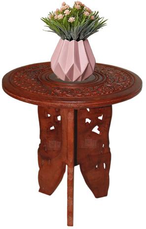 Polished Wooden 5-10 Kg Plain Teak Wood Table, For Restaurant, Office, Hotel, Home, Shape : Round