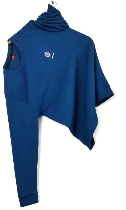 Blue Full Sleeves Plain Cotton Tee Shirt, Size : All Sizes