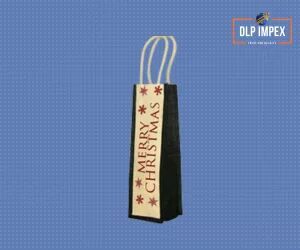 Black & Brown Jute Wine Bag