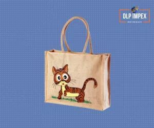 Cat Hand Painted Jute Bag