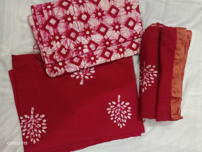 Amber unstitched salwar suit, Color : Red