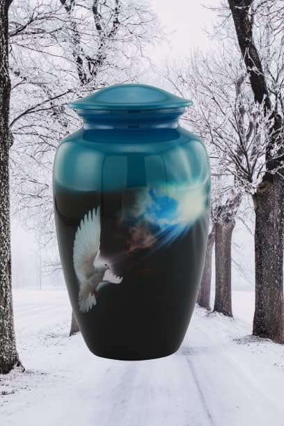 Round Fly Pigeon Aluminium Cremation Urn, for Store Human Ashes, Dimension : 11 X 6 X 6 Inches