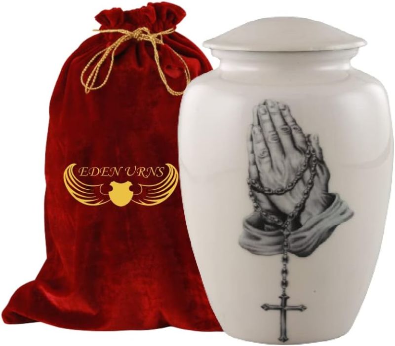 Round Jesus Cross Aluminium Cremation Urn, for Store Human Ashes, Dimension : 7 X 7 X10 Inches