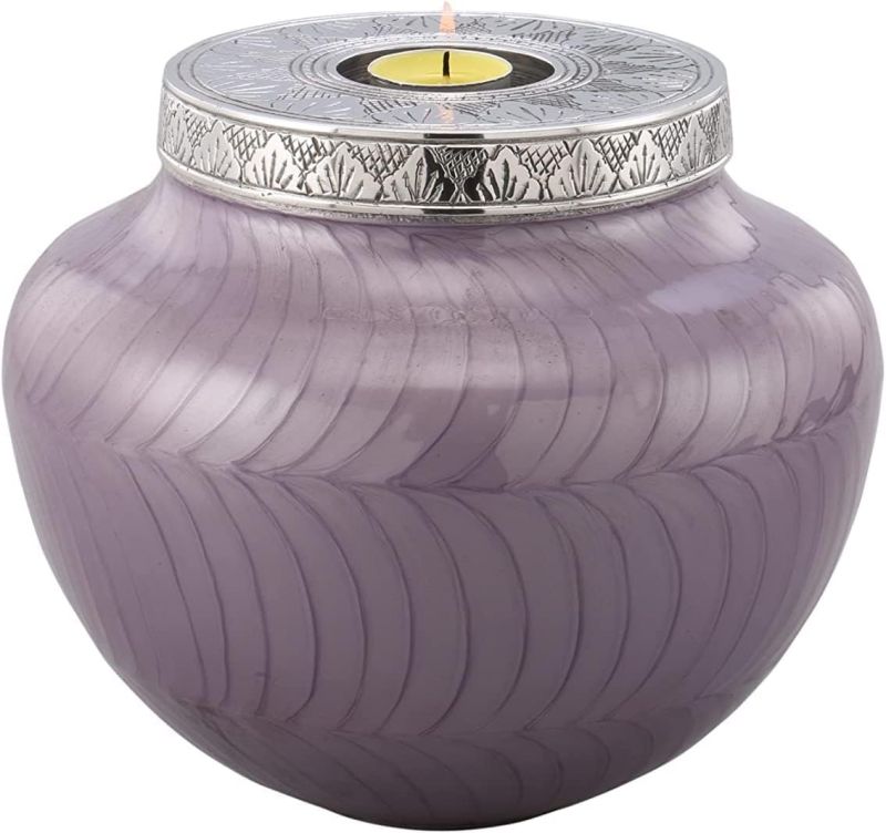 Round Violet Aluminium Cremation Urn, for Store Human Ashes, Size : 7 inch