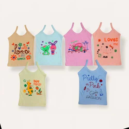 Multicolor Printed Cotton Girls Vest, Age Group : 0-14 Years