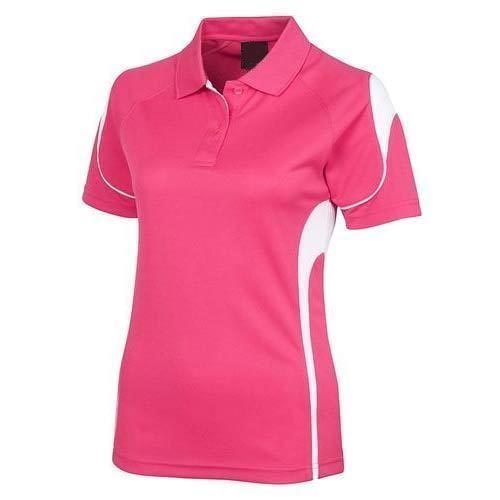 Pink Half Sleeve Plain Polyester Ladies Sports T-Shirt, Size : Multisize