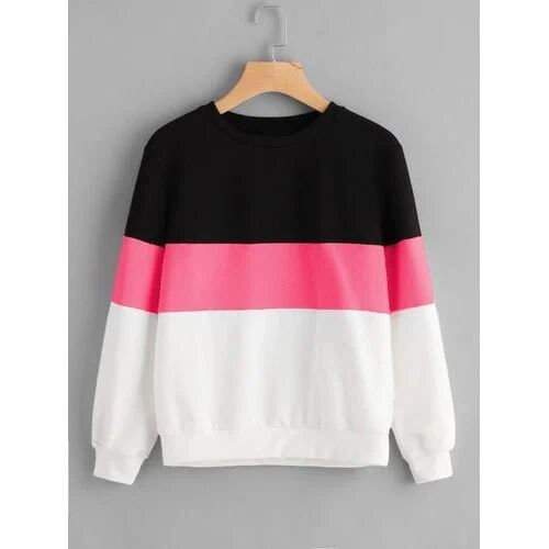 Multicolor Full Sleeve Cotton Ladies Sweatshirt, Size : M, XL